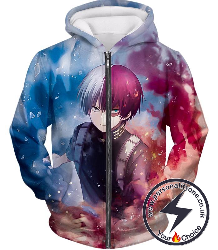 My Hero Academia Super Skilled Half Cold Half Hot Hero Shoto Ultimate Action Zip Up Hoodie